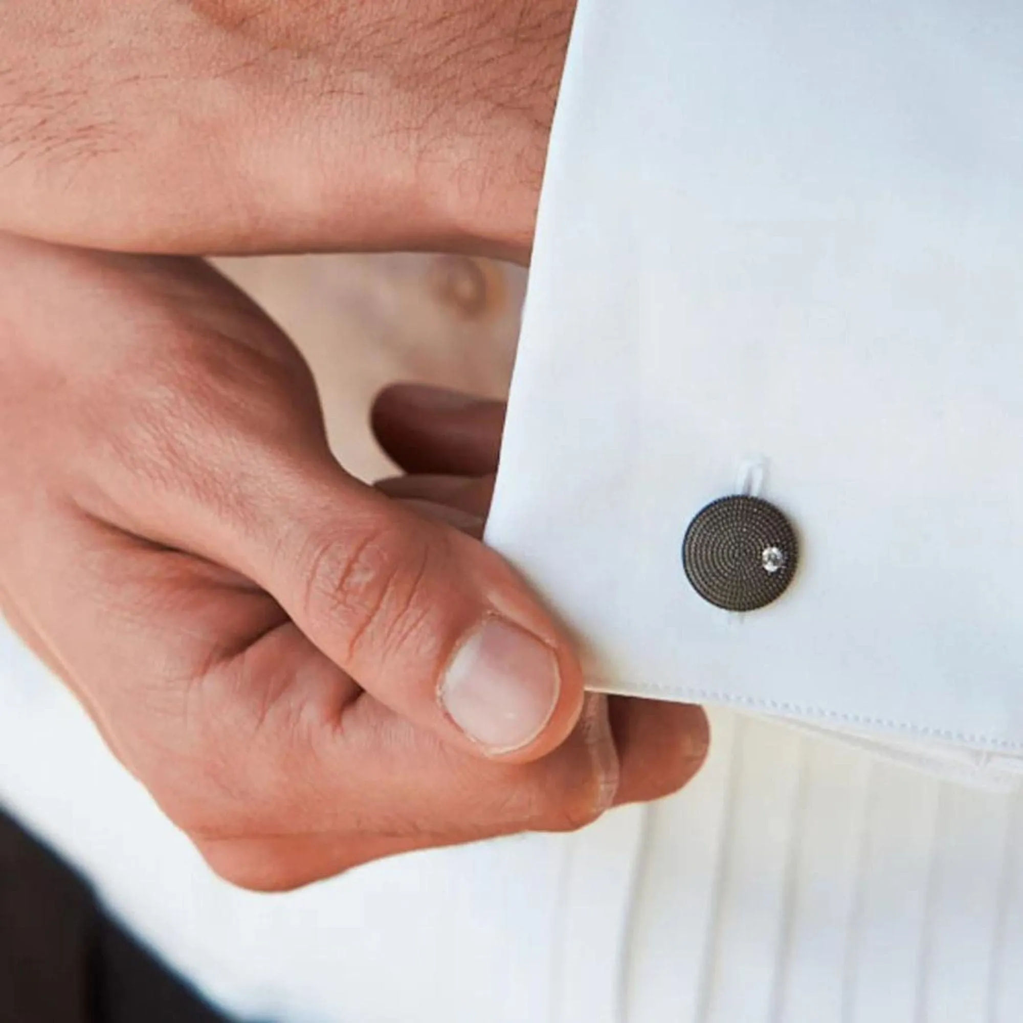 SUNEERA BLACK RHODIUM AND STERLING SILVER ADIN DIAMOND CUFFLINKS